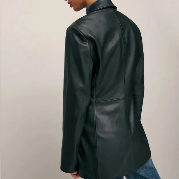 Reformation NWT Veda Black Leather Blazer - XS - Picture 3 of 7